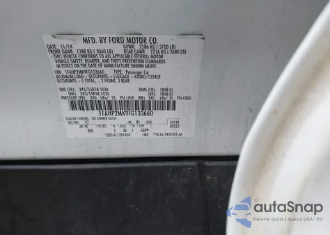 2015 Ford Police Interceptor из США, поврежденный, VIN 1FAHP2MK9FG133660